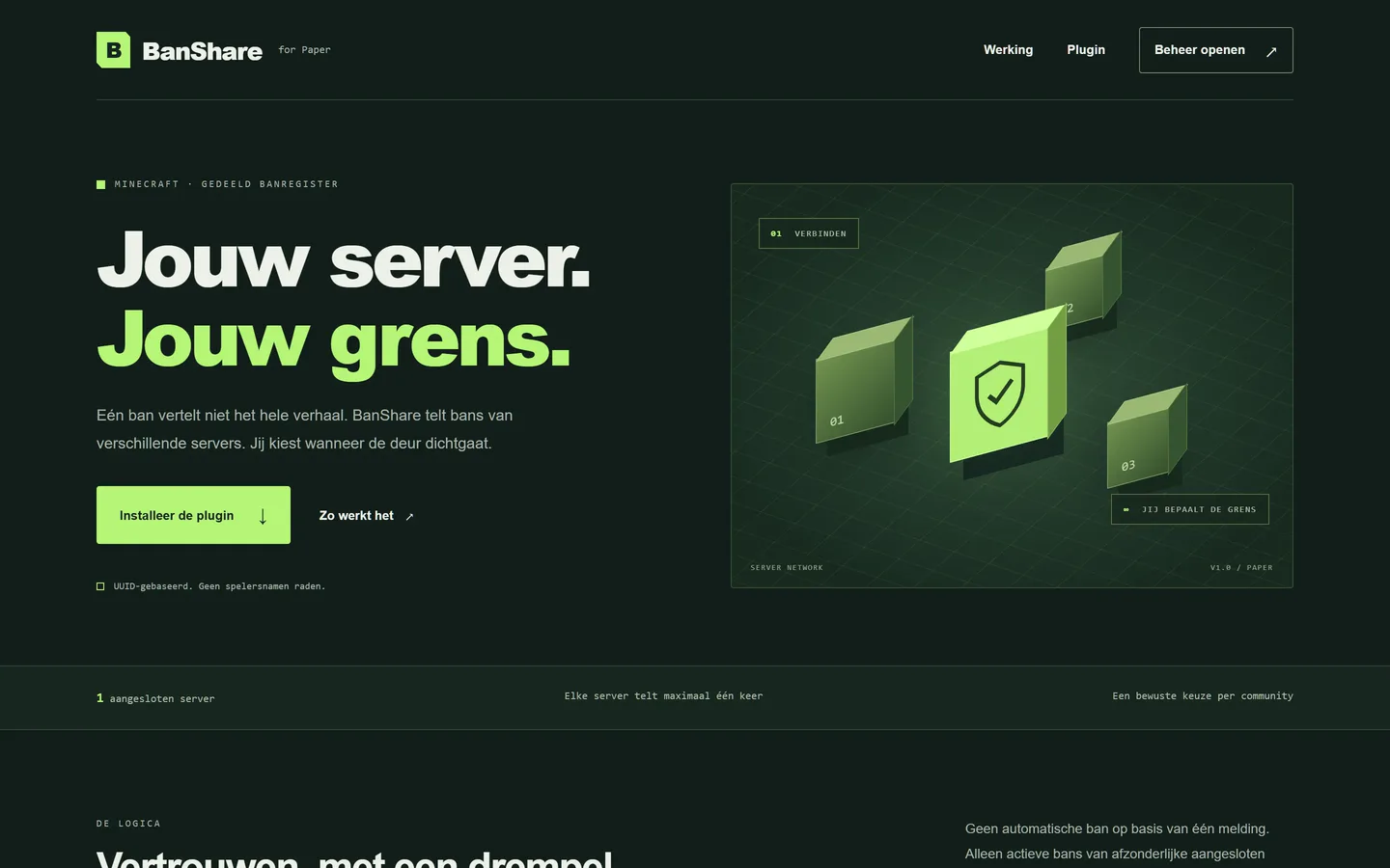 Public BanShare home page explaining shared server bans