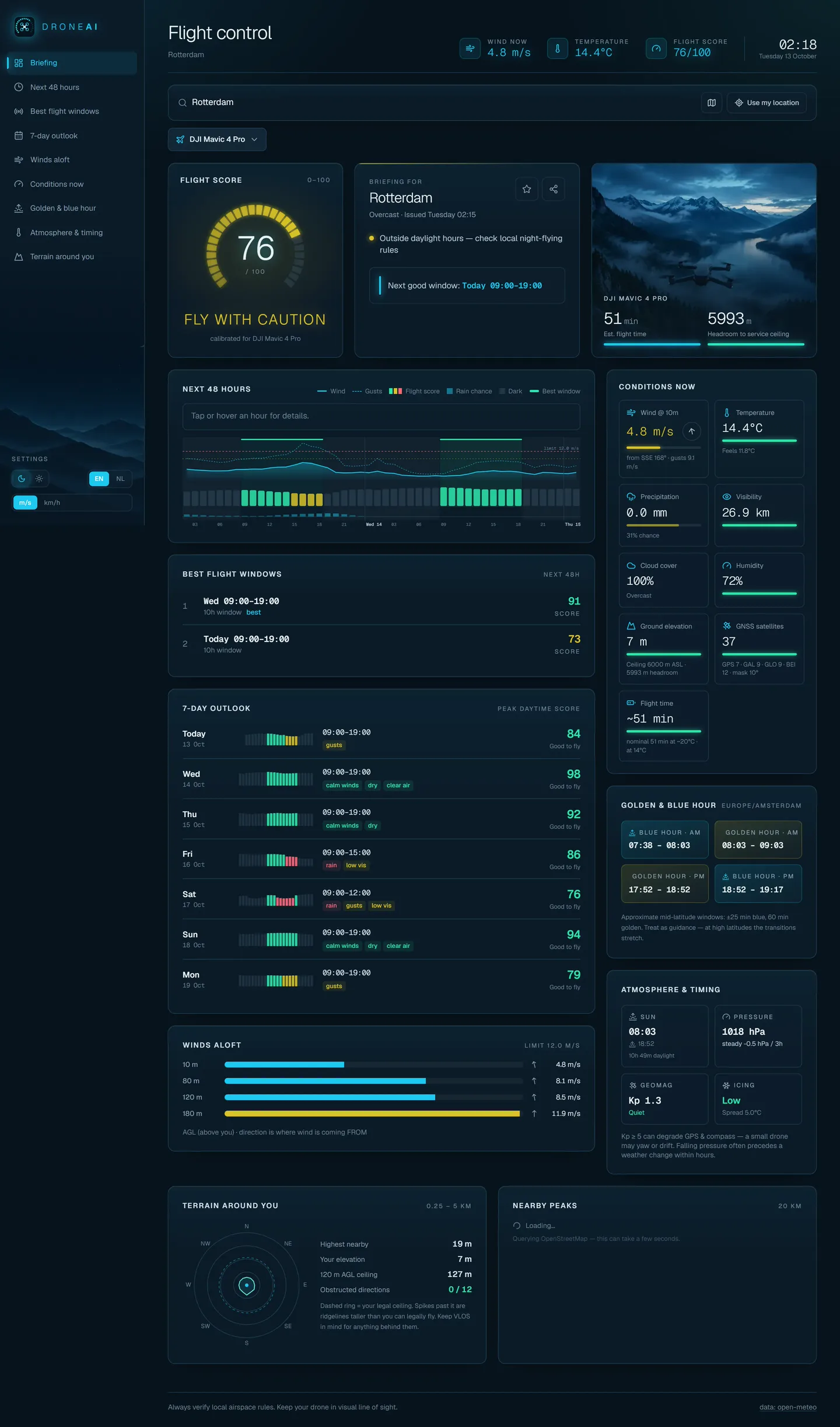 DroneAI: Screenshot of the live site