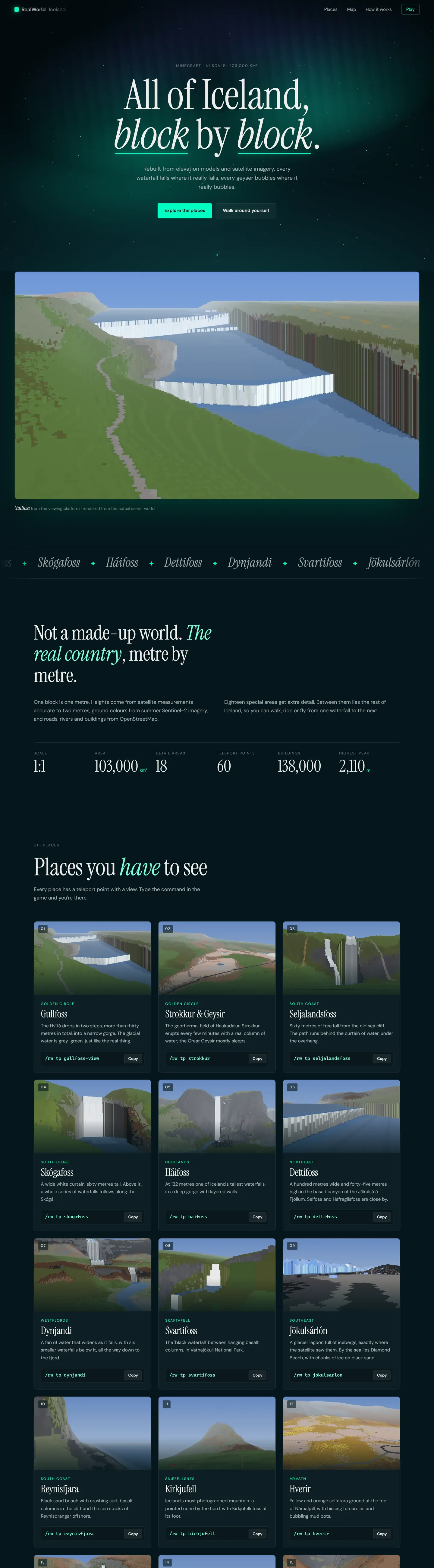 RealWorld Iceland: Screenshot of the live site