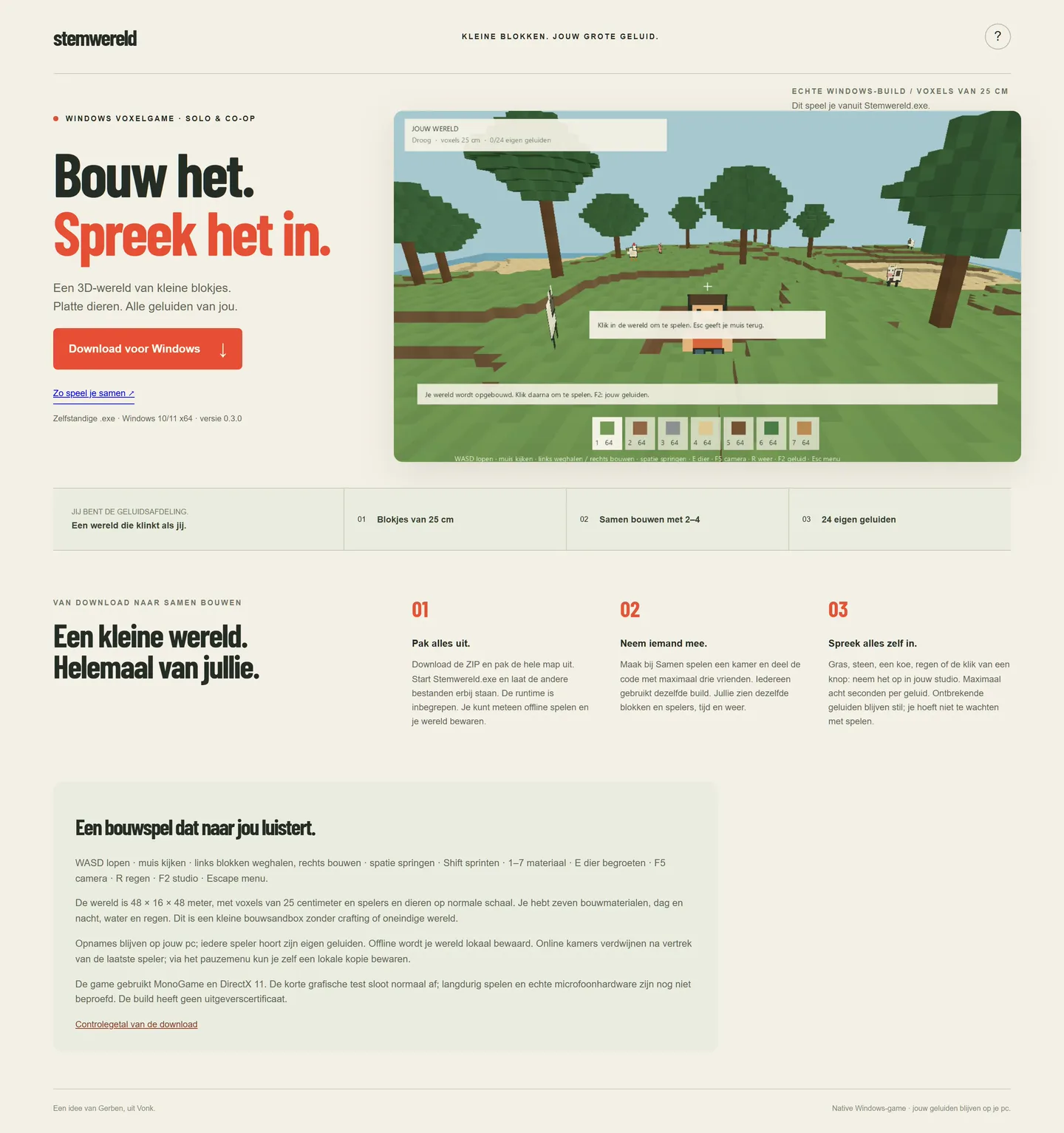 Stemwereld: Screenshot of the live site