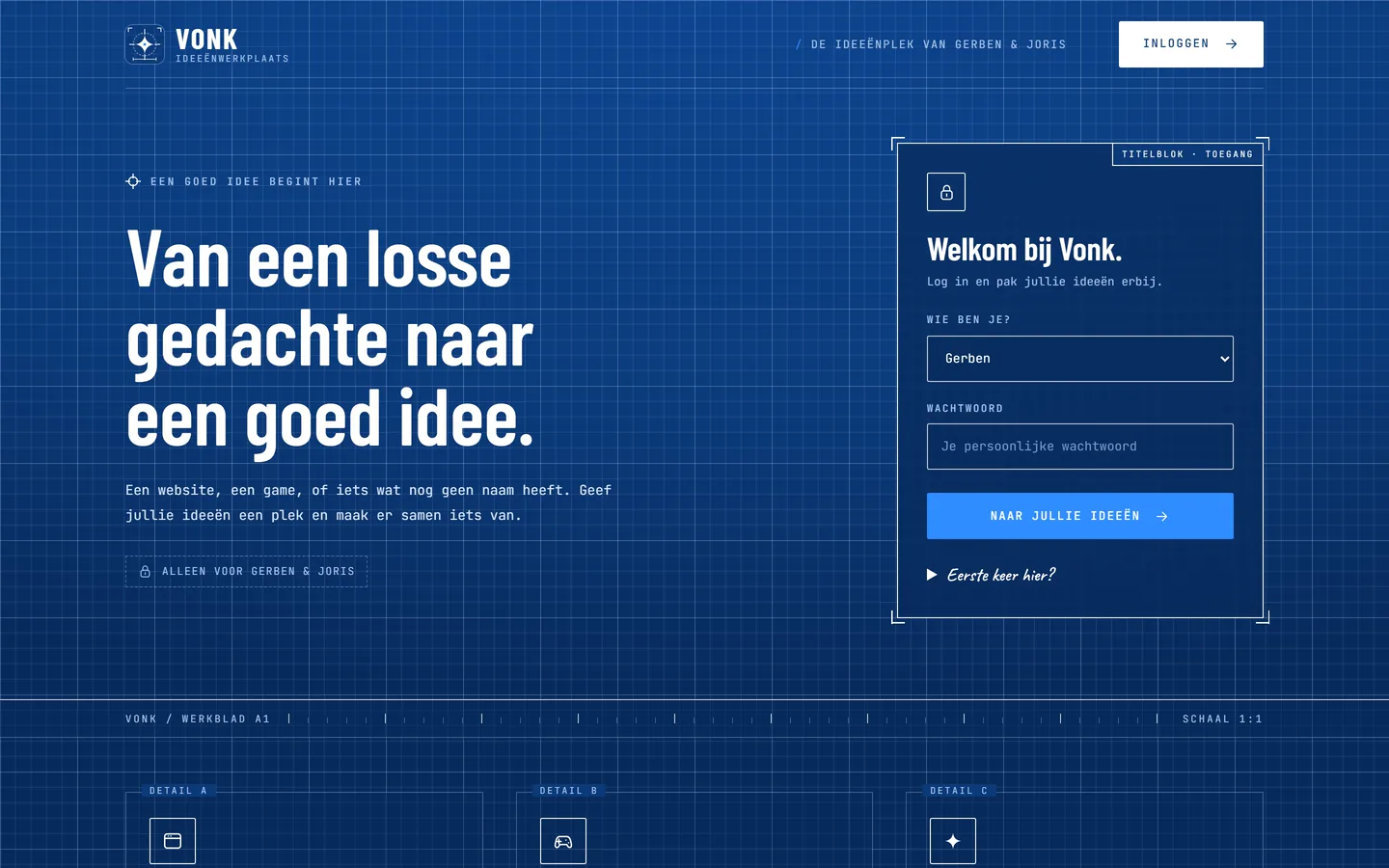 Signing in to Vonk, in blueprint style